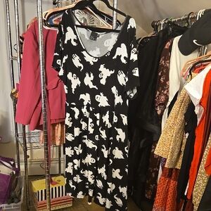 H&M Black Ghost Print Dress